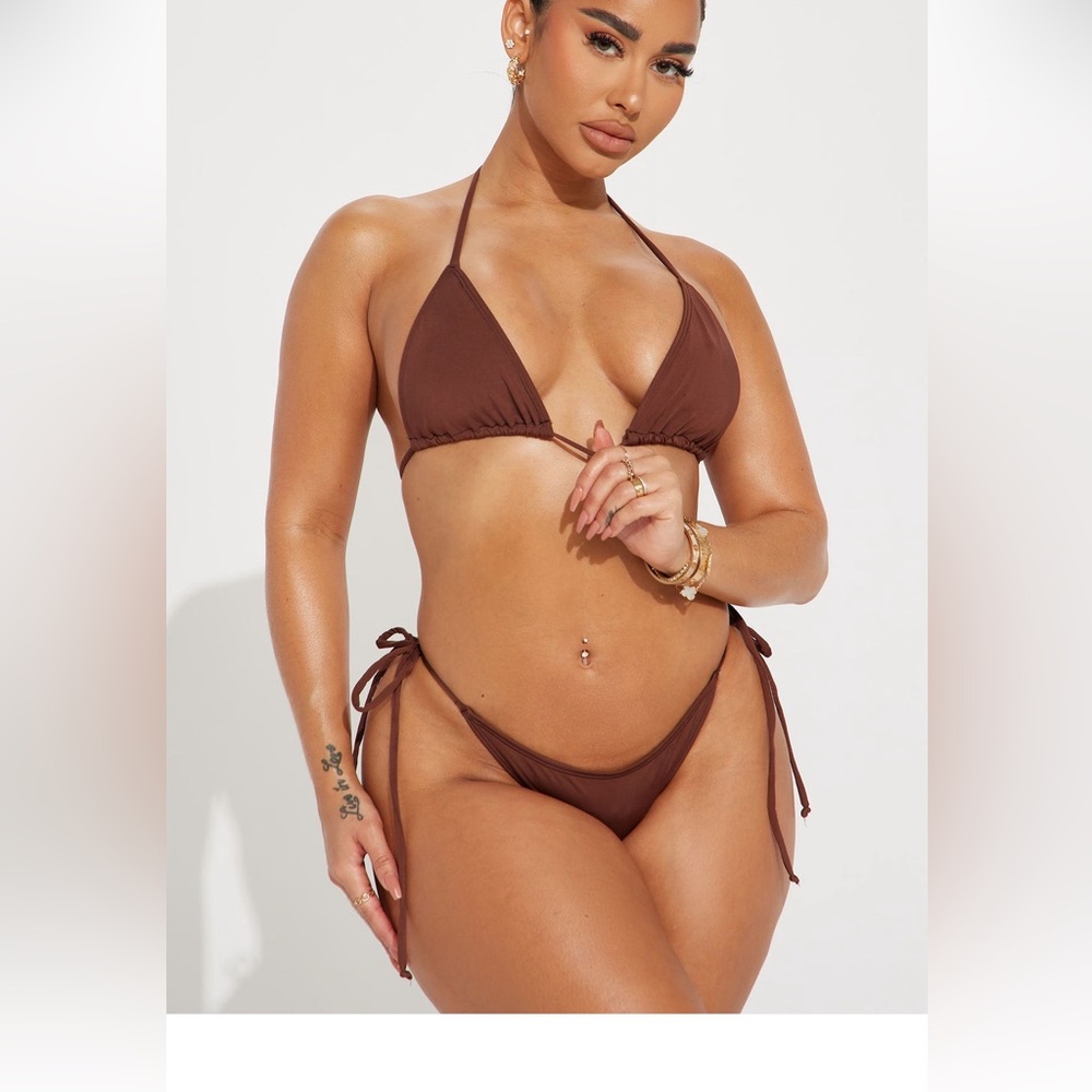 Women’s Brown Triangle String Bikini Set Size L - image 1